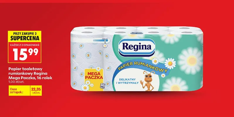Papier toaletowy rumiankowy Regina Mega Paczka 16-pak promocja w Biedronka