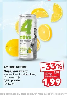 Napój gazowany z witaminami i minerałami 4Move Active promocja w Kaufland