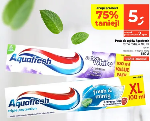 Pasta do zębów Aquafresh Active White promocja w Dealz