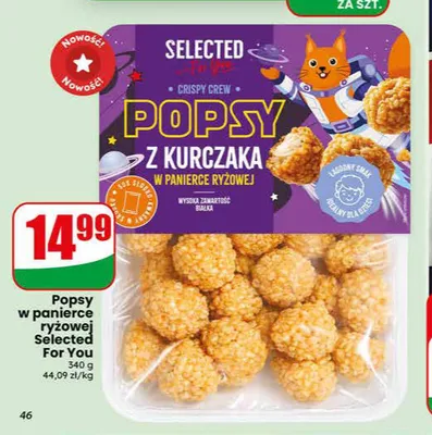 Popsy z kurczaka w panierce ryżowej Selected For You promocja w Dino