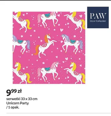 Serwetki PAW Decor Collection 33x33 cm Unicorn Party promocja w Empik