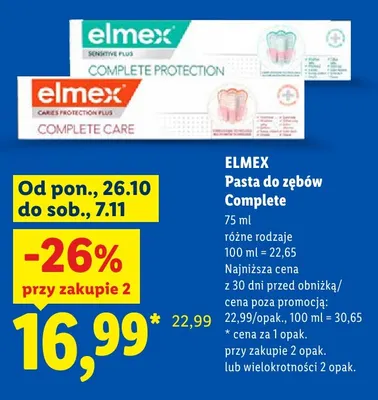 Pasta do zębów Elmex Sensitive Plus Complete Protection promocja w Lidl