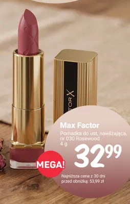 Pomadka do ust nawilżająca Max Factor nr 030 Rosewood promocja w Rossmann
