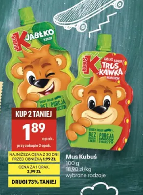 Mus jabłko banan Kubuś promocja w Delikatesy Centrum