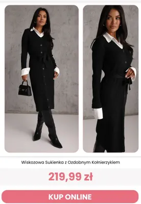 Wiskozowa sukienka z ozdobnym kołnierzykiem Renee promocja w Renee