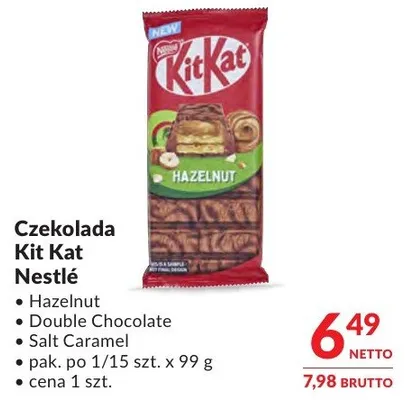 Czekolada Kit Kat Nestlé Hazelnut/Double Chocolate/Salt Caramel promocja w Makro