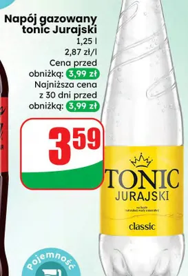 Napój gazowany tonic Jurajski promocja w Dino