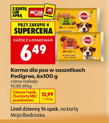 Karma dla psa w saszetkach Pedigree promocja w Biedronka