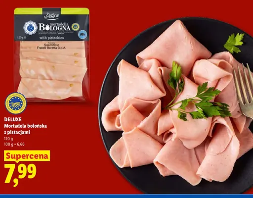 Mortadela bolońska z pistacjami Deluxe promocja w Lidl