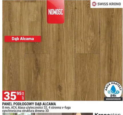 Panel podłogowy Dąb Alcama Swiss Krono 8mm AC4 klasa użyteczności 32 4-stronna v-fuga synchroniczna struktura drewna 3D promocja w Merkury Market