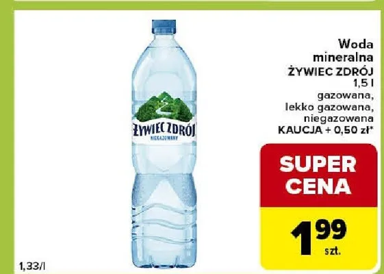 Woda mineralna Żywiec Zdrój gazowana, lekko gazowana, niegazowana promocja w Carrefour Express