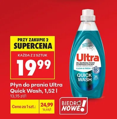 Płyn do prania Quick Wash Clean & Fresh promocja w Biedronka