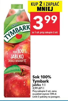 Sok 100% jabłko promocja w LEWIATAN