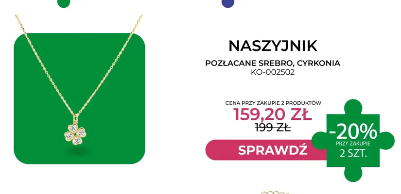 Naszyjnik pozłacane srebro cyrkonia KO-002502 Briju promocja w Briju