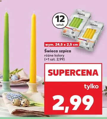 Świeca szpic różne kolory 12 szt. promocja w Kaufland