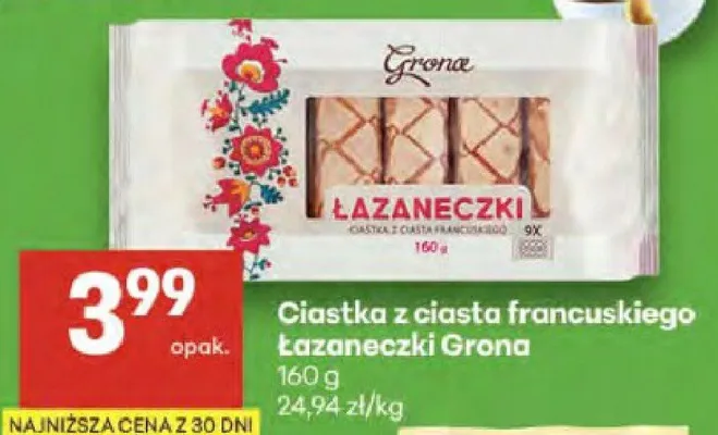 Ciastka z ciasta francuskiego Łazaneczki promocja w Delikatesy Centrum