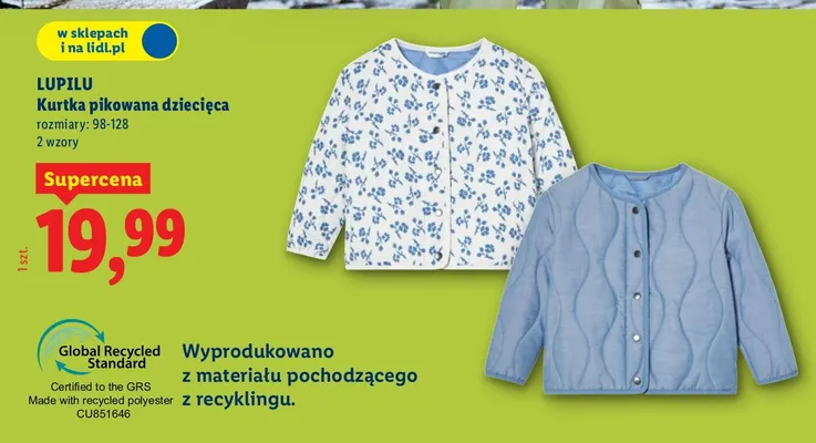 Kurtka pikowana dziecięca promocja w Lidl