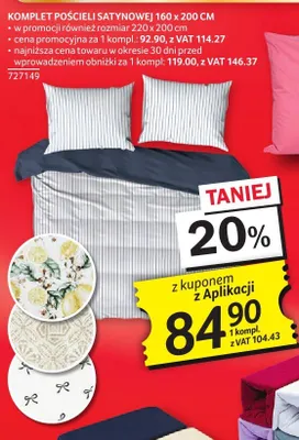 Komplet pościeli satynowej 160x200cm promocja w Selgros