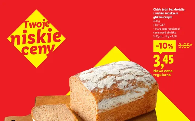 Chleb żytni bez drożdży z niskim indeksem glikemicznym promocja w Lidl