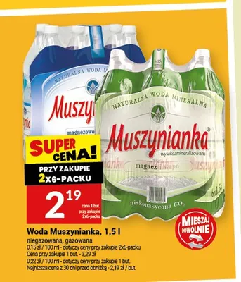 Woda gazowana Muszynianka 6-pak 1,5 l promocja w Twój Market