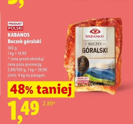 Boczek góralski Kabanos promocja w Lidl