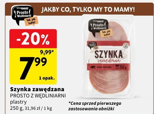 Szynka zawędzana plastry promocja w Intermarche