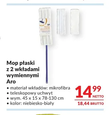 Mop płaski z 2 wkładami wymiennymi Aro promocja w Makro
