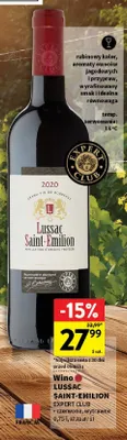 Wino Lussac Saint-Emilion Expert Club czerwone wytrawne promocja w Intermarche