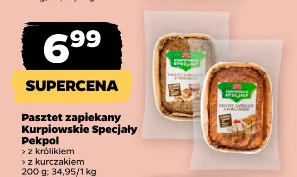 Pasztet zapiekany Kurpiowskie Specjały Pekpol z królikiem, z kurczakiem promocja w Netto