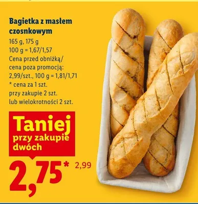Bagietka z masłem czosnkowym Piekarnia Lidla promocja w Lidl