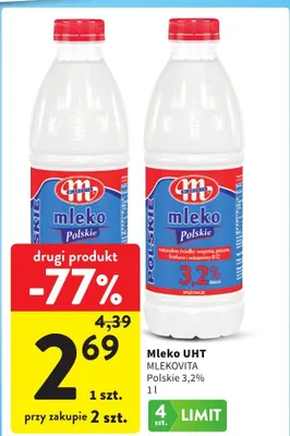 Mleko UHT Polskie 3,2% promocja w Intermarche