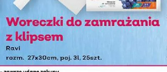 Woreczki do zamrażania z klipsem Ravi 3 l 25-pak promocja w Bliski
