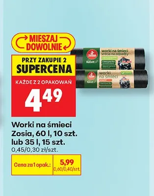 Worki na śmieci Zosia 35 l promocja w Biedronka
