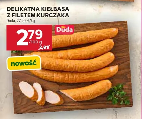 Delikatna kiełbasa z filetem kurczaka Duda promocja w Stokrotka