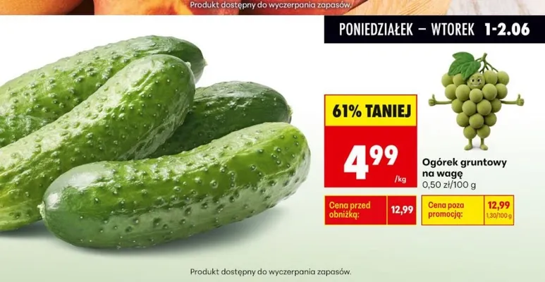 Ogórek gruntowy na wagę promocja w Biedronka