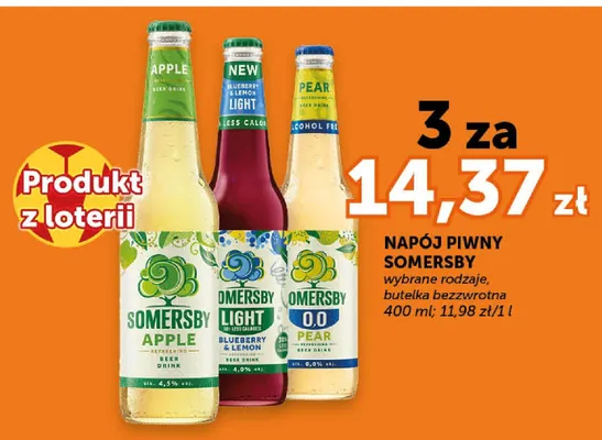 Napój piwny bezalkoholowy Somersby 0,0 Pear promocja w Euro Sklep