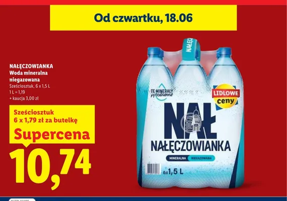 Woda mineralna niegazowana Nałęczowianka 6-pak 1,5 l promocja w Lidl