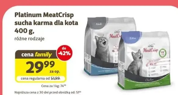 Sucha karma dla kota Platinum MeatCrisp Kitten promocja w Super Zoo