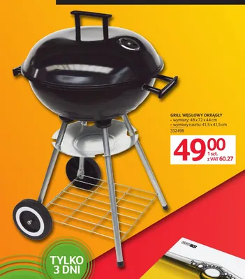 Grill węglowy okrągły Selgros promocja w Selgros