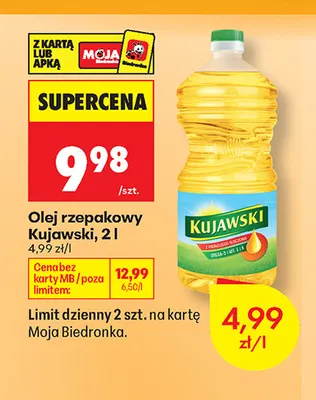 Olej rzepakowy Kujawski promocja w Biedronka