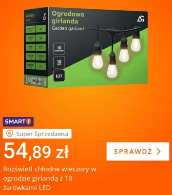 Girlanda ogrodowa z 10 żarówkami LED Allegro promocja w Allegro