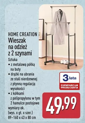 Wieszak na odzież z 2 szynami HOME CREATION promocja w Aldi
