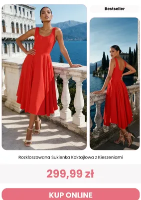 Sukienka koktajlowa rozkloszowana z kieszeniami Renee promocja w Renee
