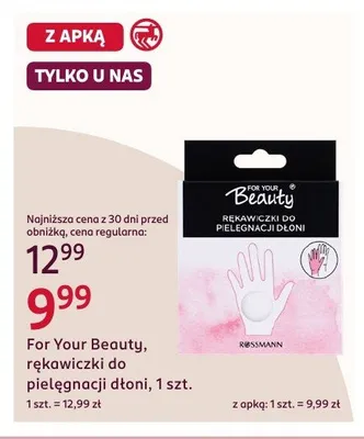 Rękawiczki do pielęgnacji dłoni For Your Beauty promocja w Rossmann