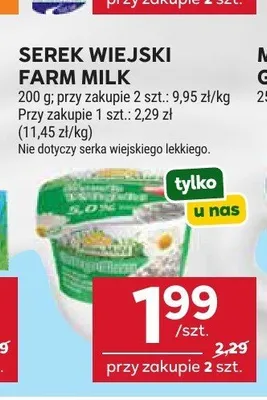 Serek wiejski Farm Milk promocja w Stokrotka
