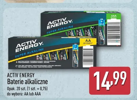 Baterie alkaliczne ACTIV ENERGY AAA 20-pak promocja w Aldi
