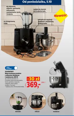 Robot kuchenny premium z mikserem blenderem i malakserem Silvercrest promocja w Lidl