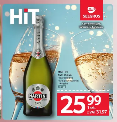 Wino musujące Martini Asti promocja w Selgros
