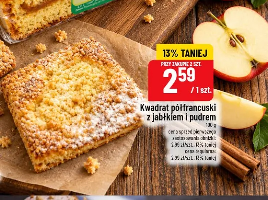 Kwadrat półfrancuski z jabłkiem i pudrem promocja w POLOmarket