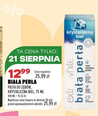 Pasta do zębów Biała Perła Krystaliczna Biel promocja w Drogerie Natura